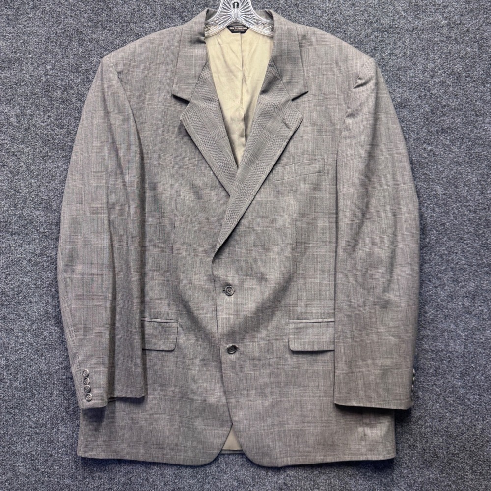 Bill Blass Mens 48R Grey Glen Plaid Sport Coat Premier Collection Classic USA